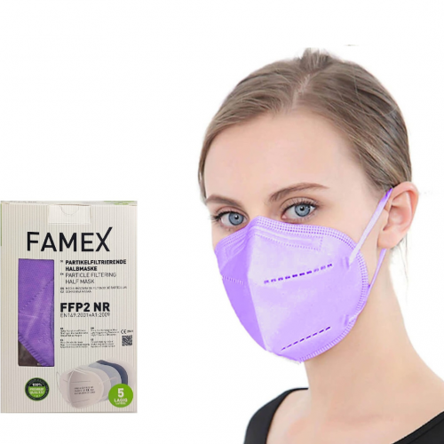 Famex 5 Layers Particle Filtering Half NR Μάσκες Προστασίας FFP2 σε Λιλά χρώμα 10 τεμάχια